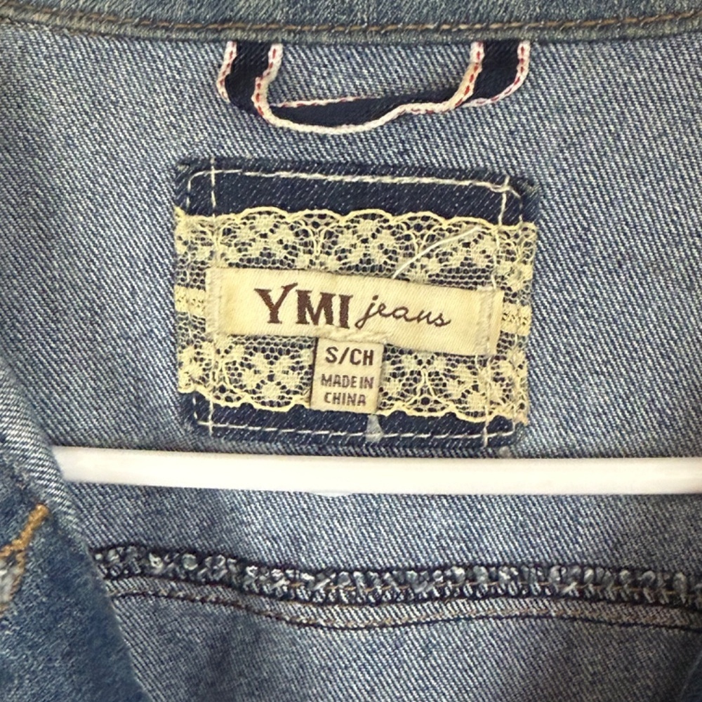 YMI Jeans Distressed Denim Jacket, Size Small - Picture 3 of 8